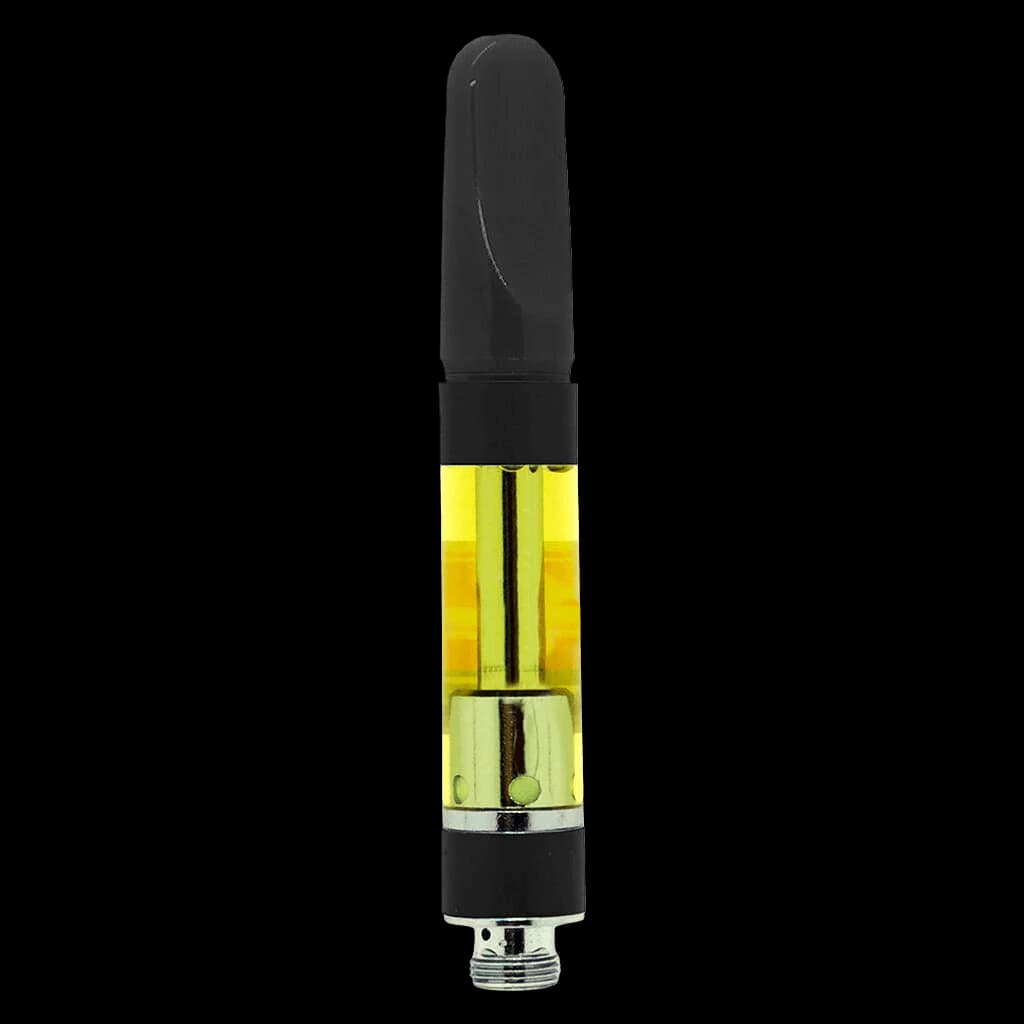 Electric Lettuce Juicy Banana 510 thread cartridge with yellow cannabis oil and black mouthpiece