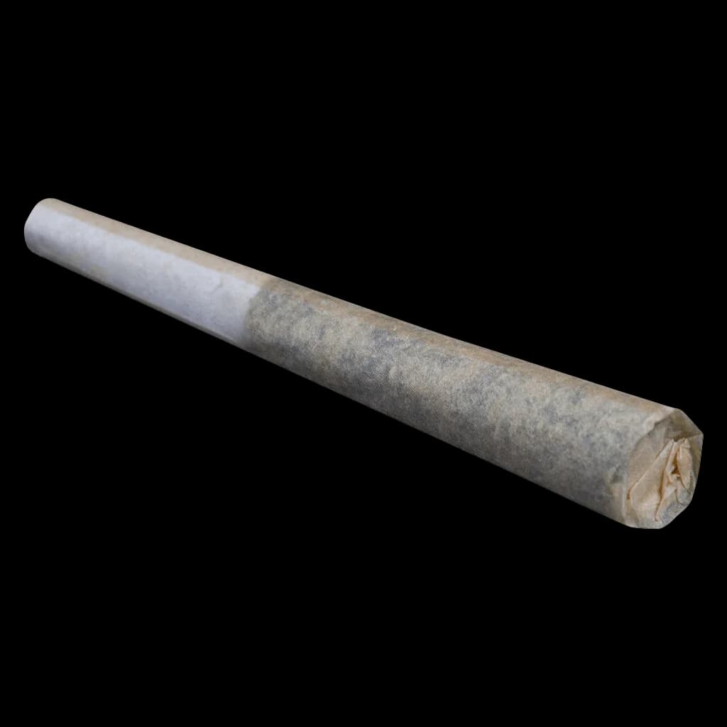 MTL Cannabis Sage n' Sour pre-roll with grey rolling paper and visible cannabis flower at tip