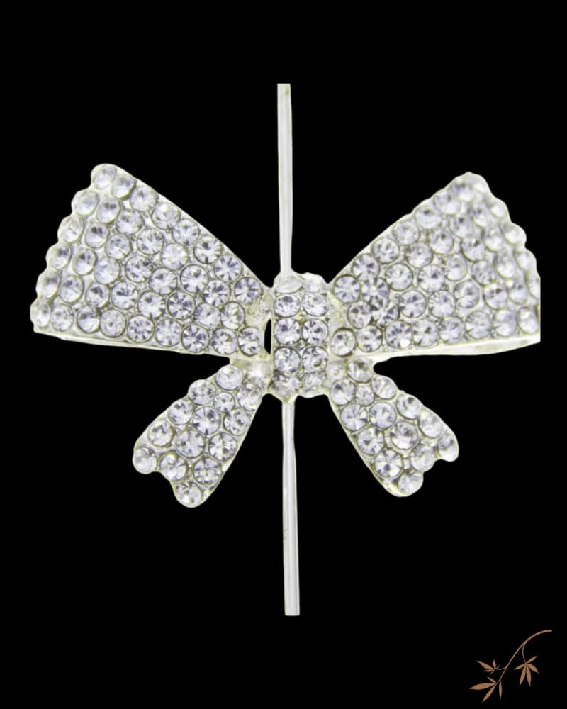 Audrey Hempburn Bow by My Bud Vase, crystal-embellished decorative bow accessory with silver-tone metal frame