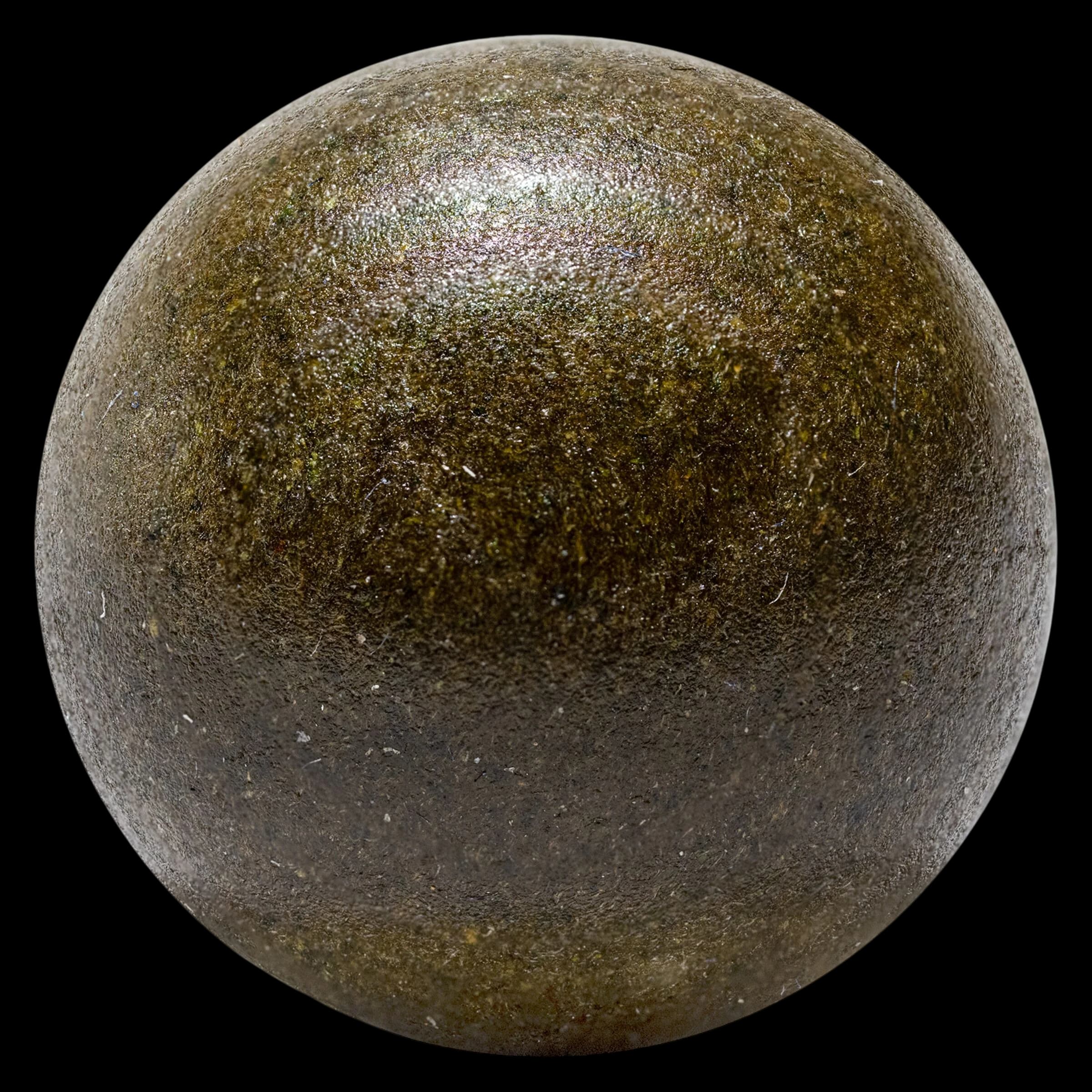 Nugz Hash Galactic Burger Old School Hash, dark brown spherical cannabis concentrate