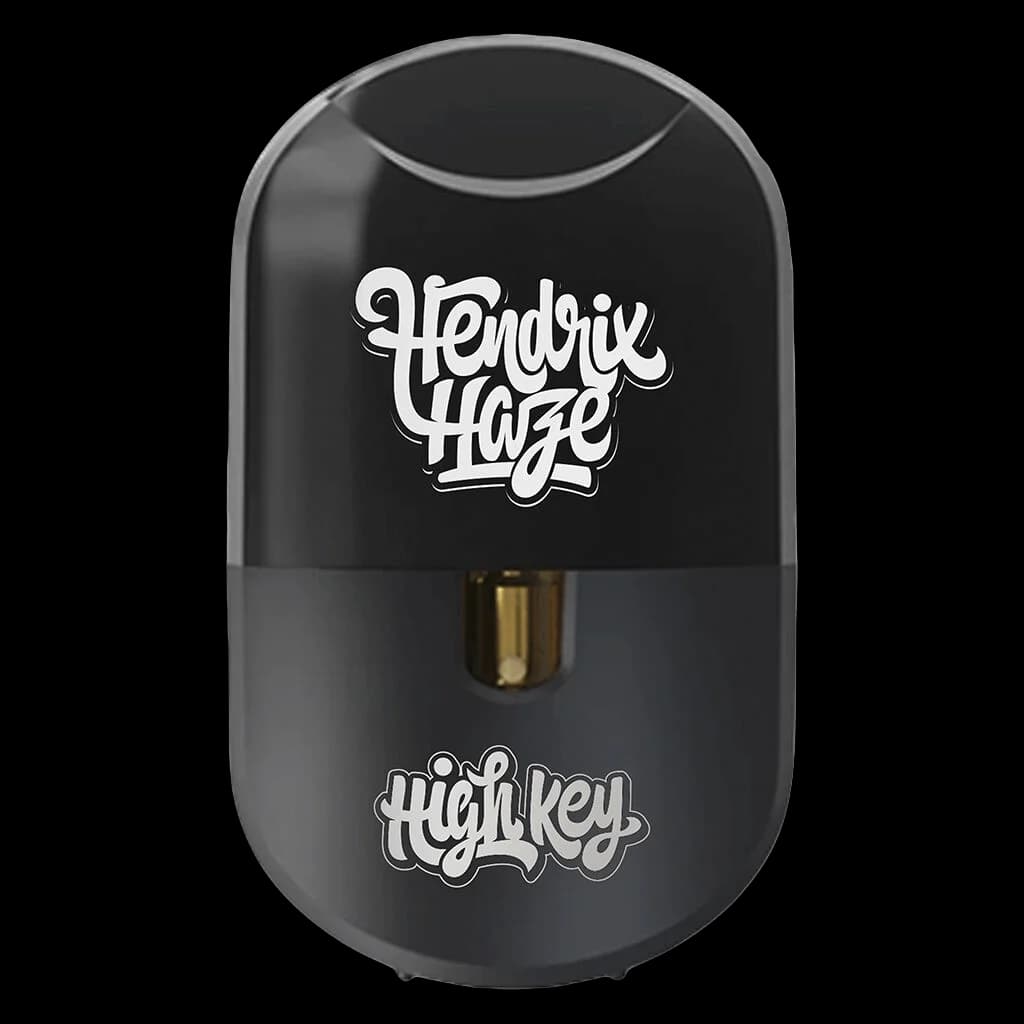 Hendrix Haze Live Resin Liquid Diamond all-in-one cannabis vape pen with black matte finish and gold mouthpiece