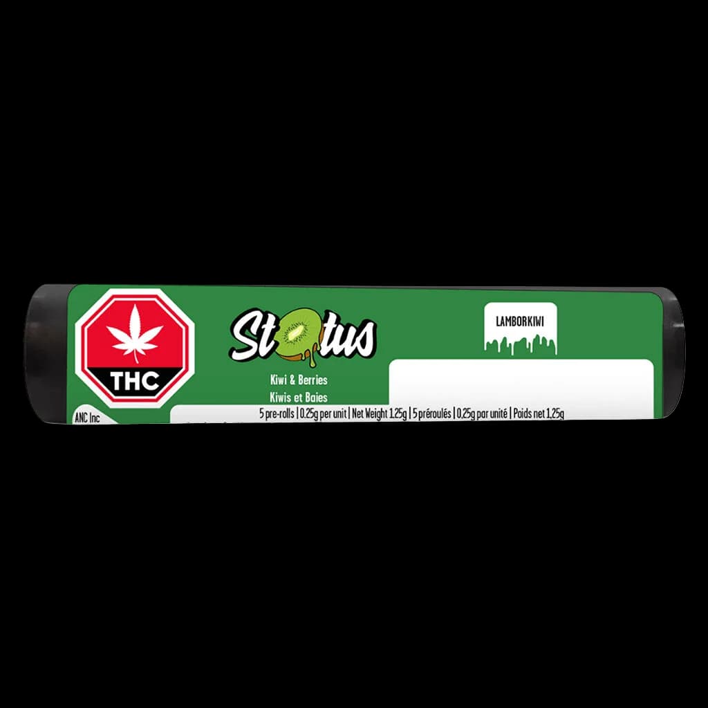 Shortus Kiwi & Berries 5-pack pre-rolls, 0.25g per unit, 1.25g total net weight cannabis pre-roll pack