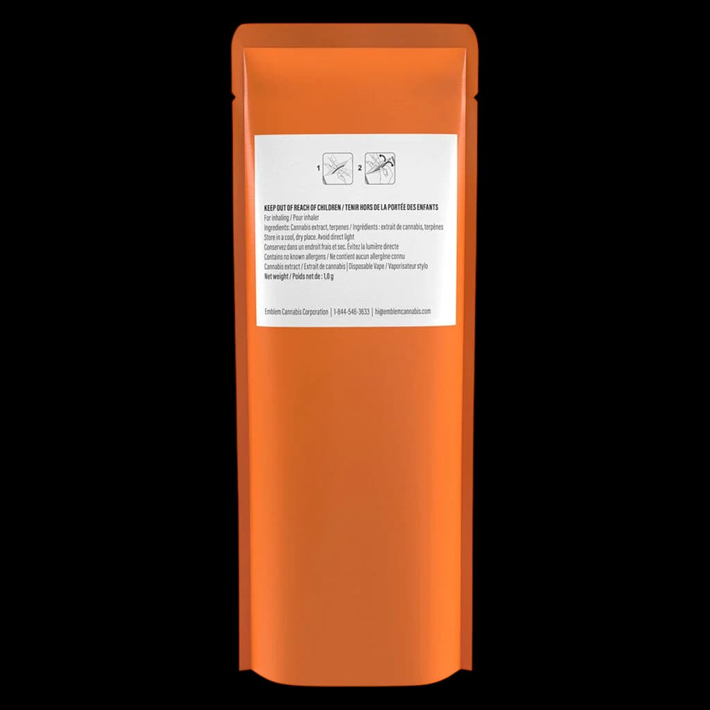 Platinum Honeydew Balanced AIO 1.0g cannabis vape cartridge in orange pouch packaging with white label showing usage instructions and regulatory details