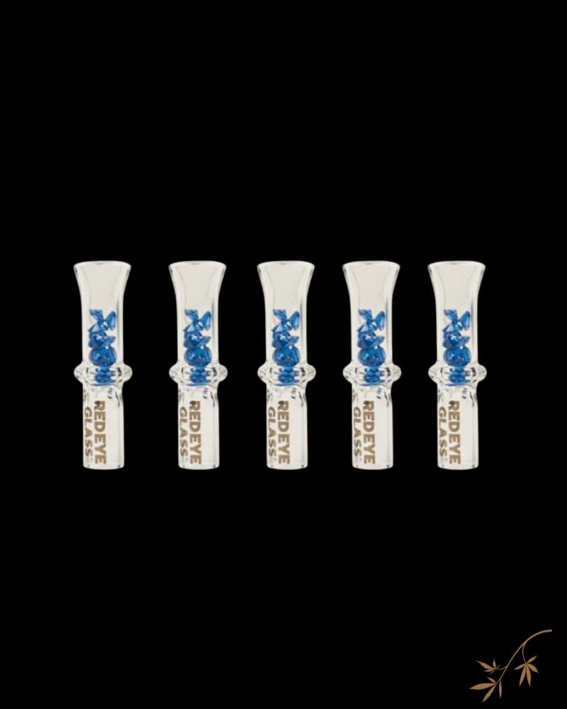 Red Eye Tek Large Bling Tip, set of 5 glass tips with blue floral design and white branded collar