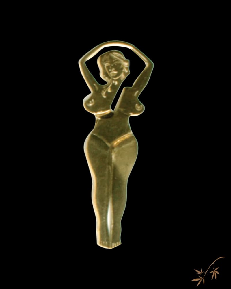 West Coast Gifts Lady Brass Clip, gold-toned metal roach clip with female figurine design