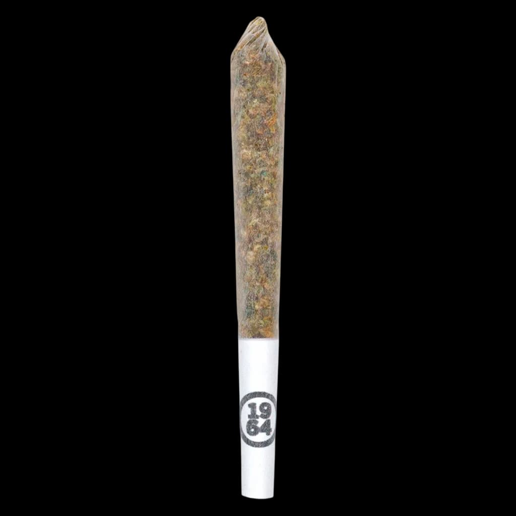 1964 Stinky Pinky pre-roll with white filter tip and branded band, cannabis pre-roll