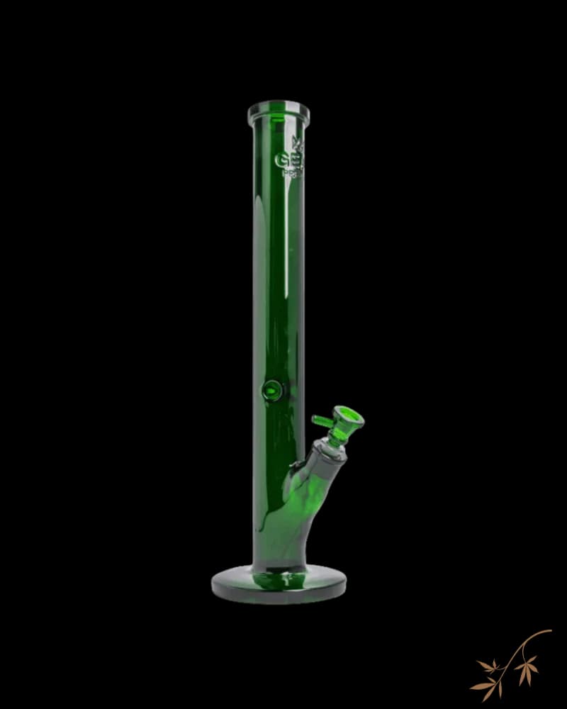 Gear Premium straight tube bong with debossed logo, green glass, 7mm thick with matching bowl piece