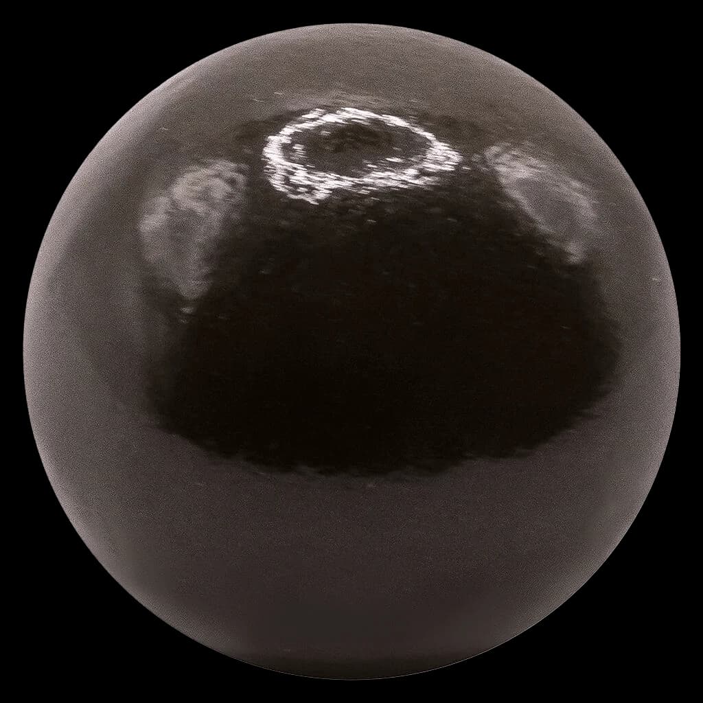 FIGR Coastal Gold hash, dark spherical concentrate with glossy surface reflections