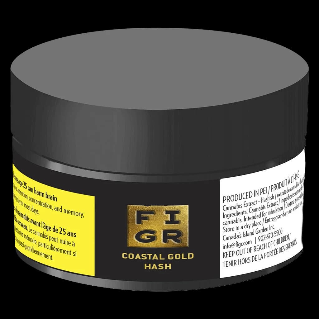 FIGR Coastal Gold Hash cannabis concentrate in black jar with gold foil label