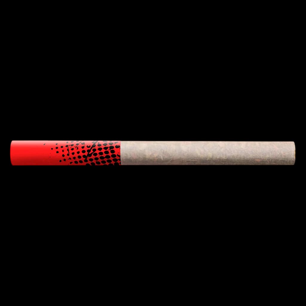 Big Bag O' Buds Blueberry Dream pre-roll with red tube casing and natural rolling paper