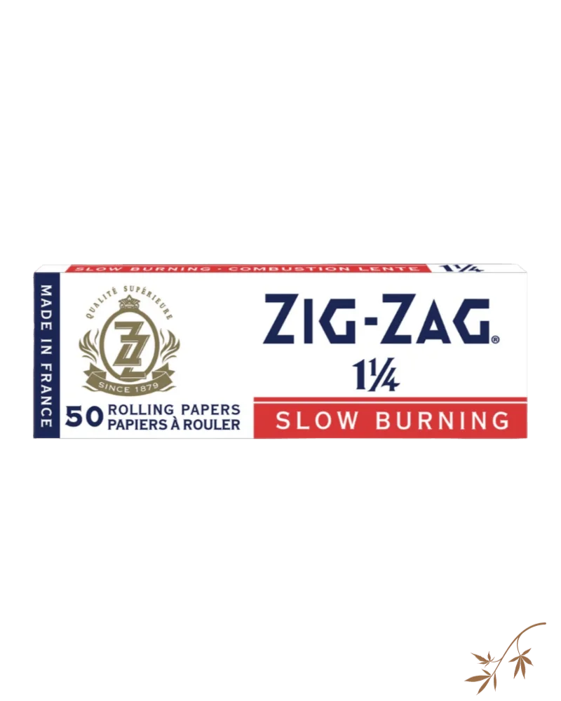 Zig-Zag 1¼ Slow Burning rolling papers, 50-pack, with quality heritage crest and French branding