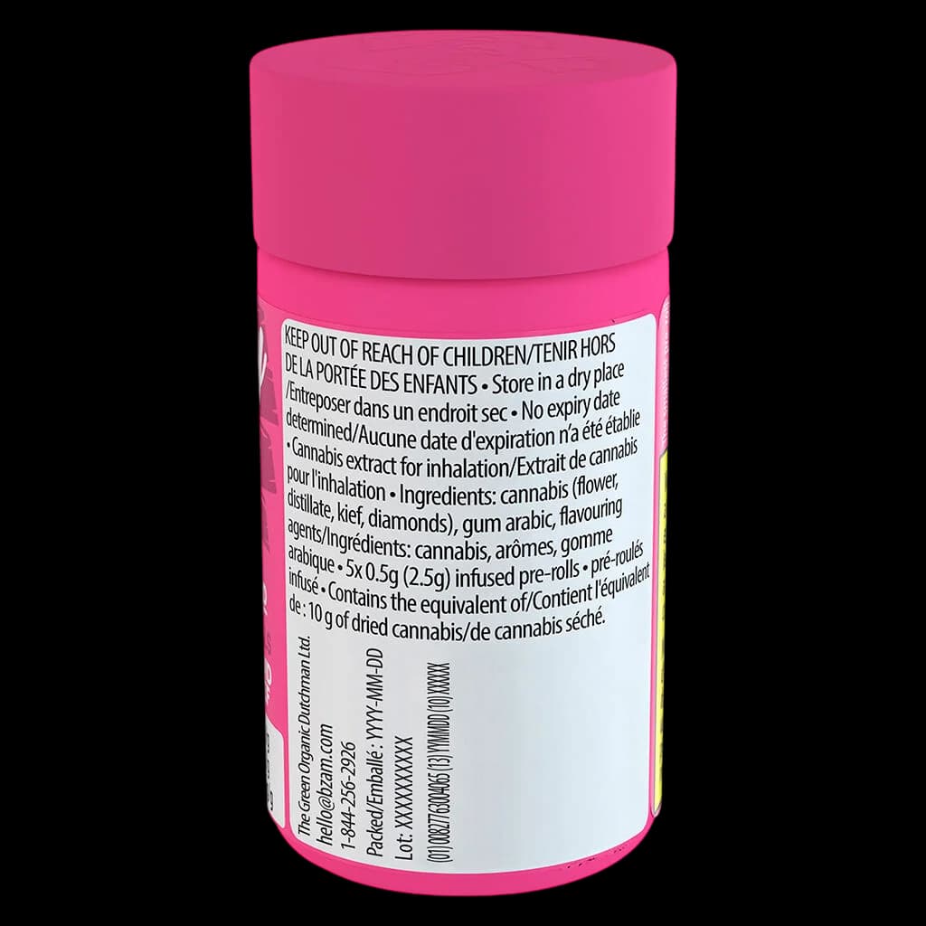 Baby Jeeter Pink Lemon infused pre-roll pack, 5x0.5g (2.5g total), cannabis flower with resin infusion
