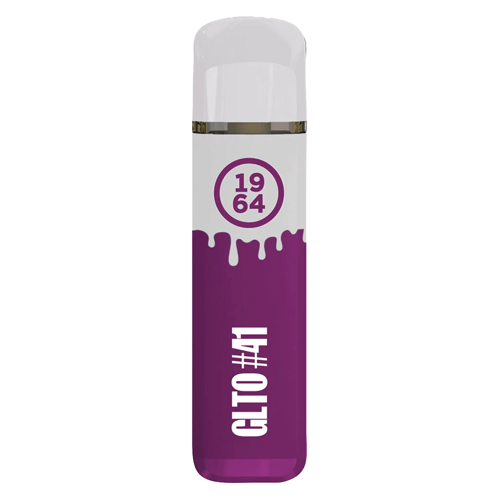 1964 GLTO #41 FSE Resin disposable vape pen with purple gradient packaging and white cap