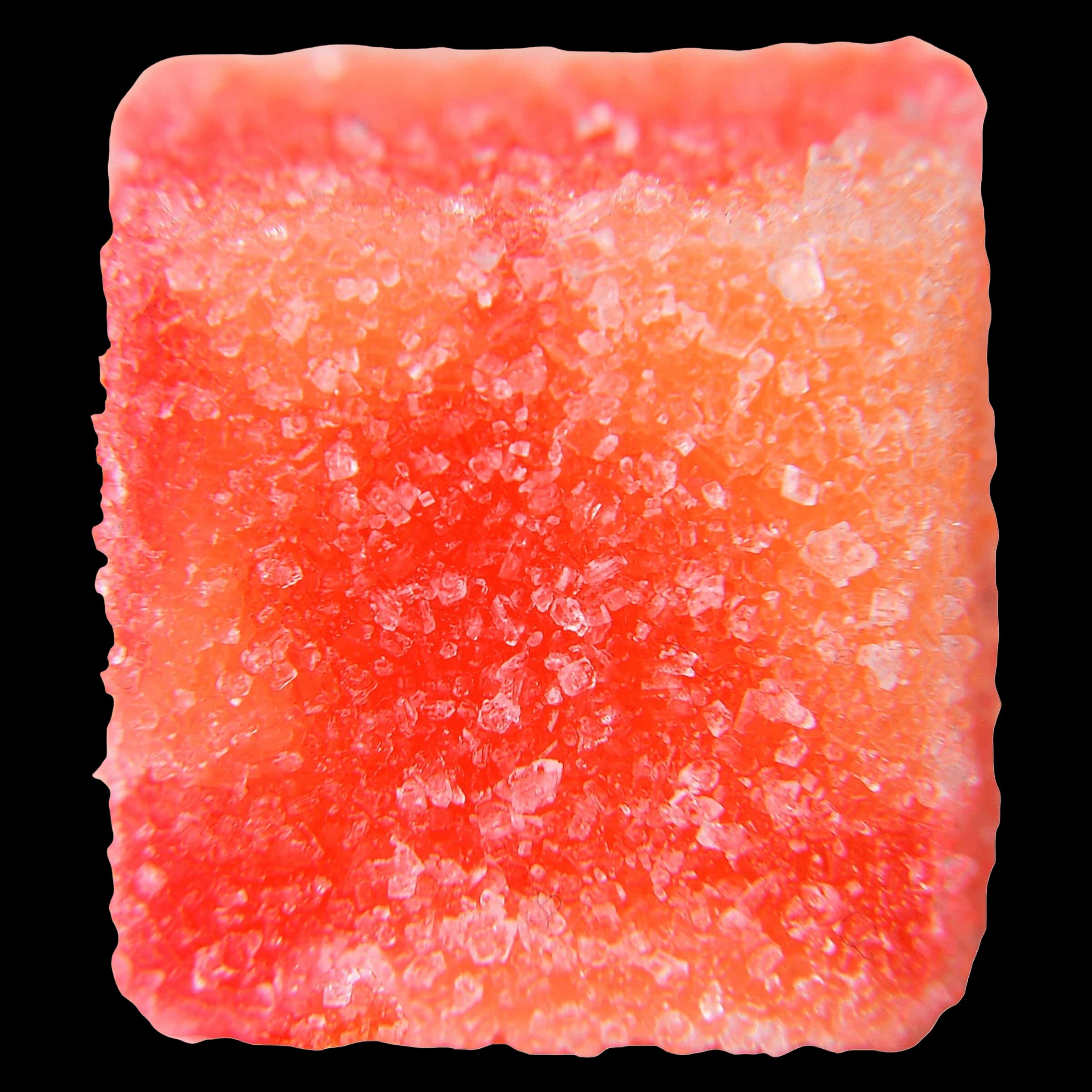 Glenn's No.20 Distillate Delta 9 peach soft chews, red-orange gummy candies with sugar coating